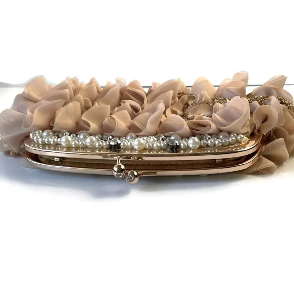 Bebe Clutch Rose Ruffles Silvana NATURAL